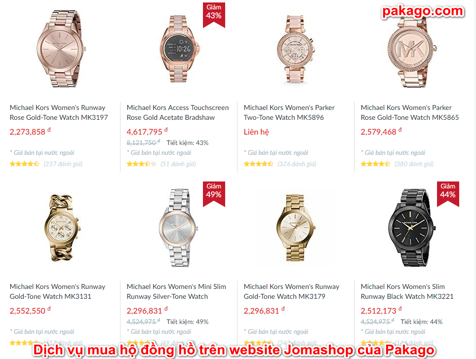 Dịch vụ mua hộ đồng hồ trên website Jomashop của Pakago