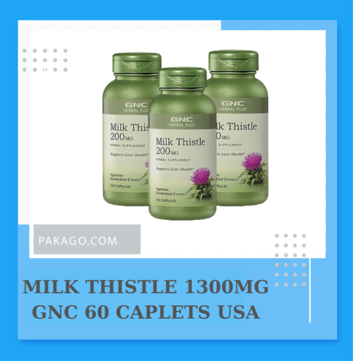 Thuốc bổ gan Milk Thistle 1300mg GNC 60 caplets của Mỹ