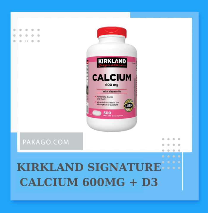 Viên uống bổ sung canxi Kirkland Signature Calcium 600mg + D3