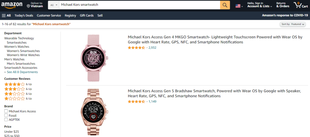 Mua đồng hồ MICHAEL KORS của Mỹ chính hãng trên Amazon