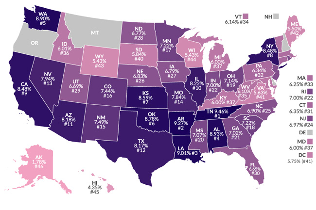 tiểu bang mua hàng miễn thuế tại Mỹ